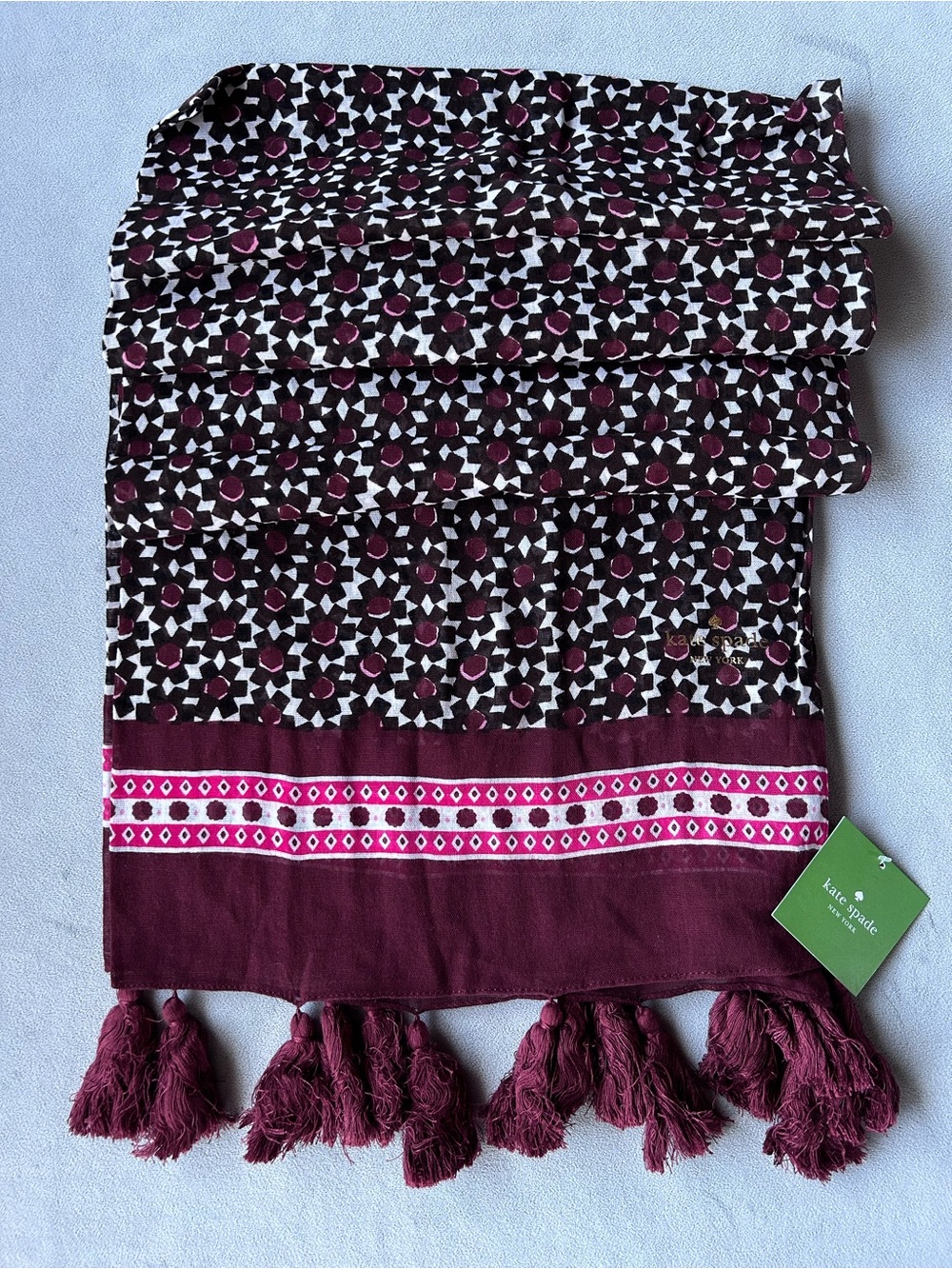 Kate Spade ~ Oblong Floral Scarf ~ Deep Cocoa ~ Brand New!